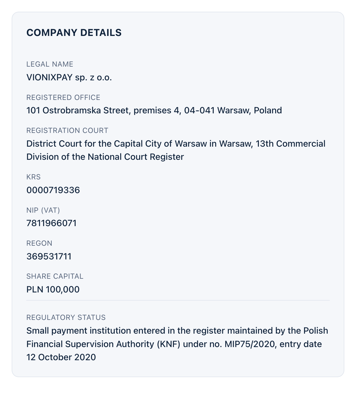 Company details